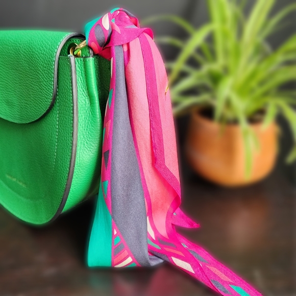 Monique Martin bold pink green silk scarf - Picture 2 of 5